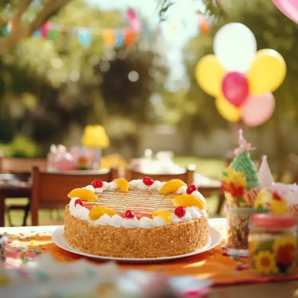 Torta festiva en una fiesta al aire libre