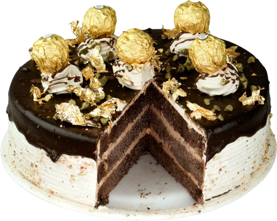 Torta con Ferrero con una porción servida